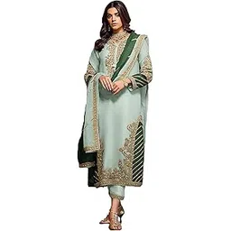 dhrishafashion Women's Georgette Semi Stitched Lehenga Choli In Light Green1 Colour SF171745-picture-10