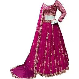 dhrishafashion Women's Georgette Semi Stitched Lehenga Choli In Multicolour Colour Wedding Lehenga CholiForWomenSF218ver-13-picture-13