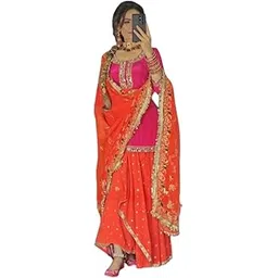 dhrishafashion WOMEN'S Georgette Stiched Dhoti-suit (SF251146-XL SIZE Orange L)-picture-28