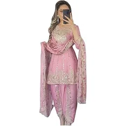 dhrishafashion Women's Georgette Stitched Dhoti Suit In Pink Colour SF25153-picture-48