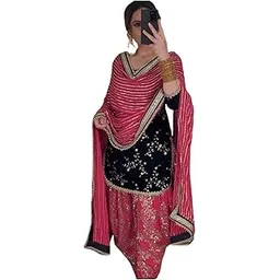 dhrishutextile Women's Georgette Stitched Floor-Length Gown - Traditional Indian Dress with Heavy Floral Embroidery for Wedding & EventsSF201-ver-1 Pink-picture-28