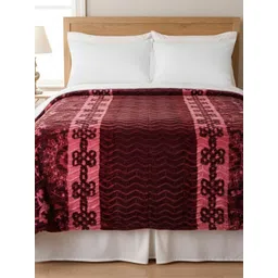 Dhrohar Maroon & Pink Striped Fur AC Room 210 GSM Blanket-picture-30