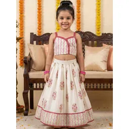 DHRUV CREATION Girls Printed Block Print Ready to Wear Lehenga &-picture-45
