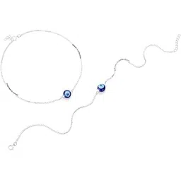 dhruvs collection 925 Silver Evil Eye Anklet, Box Chain Adjustable Payal For Girls and Women (Pair, 6.2 Grams)-picture-36