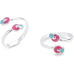 dhruvs collection 925 Silver Pink Enamel Finished Toe Ring for Girls & Women - 4 Grams-picture-31