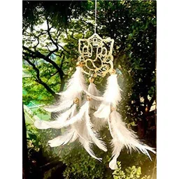 dhruvtar store DHRUVTAR Dream Catcher ~ White Ganesh Car Hanging ~ Handmade Hangings for Positivity (Can be Used as Home Décor Accents, Wall Hangings, Garden, Car, Outdoor,... Feather, Wool Windchime-picture-24