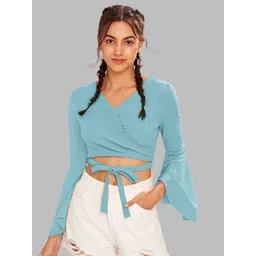 DHUNKI Bell Sleeve Blouson Crop Top-picture-31