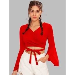 DHUNKI Bell Sleeve Blouson Crop Top-picture-24