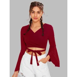 DHUNKI Bell Sleeve Blouson Crop Top-picture-32