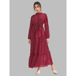 DHUNKI Print Puff Sleeve Georgette Fit & Flare Maxi Dress-picture-35