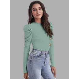 DHUNKI Puff Sleeve Crepe Top-picture-10