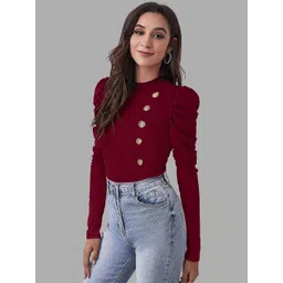 DHUNKI Puff Sleeve Victorian Crepe Top-picture-12