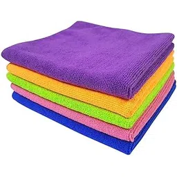 Dhwani Enterprise Microfiber Car Cleaning Cloth for Detailing & Polishing - 40 cm X 40 cm (Multicolour, Set of 2) with Check Duster Cloth-picture-21