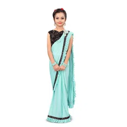Dhyey Fashion Girls Embellished Sequinned Detailed Lycra Saree-picture-35