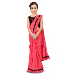 Dhyey Fashion Girls Sequinned Ready to Wear Saree-picture-19