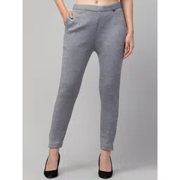 diamond ruby Women Regular Fit Grey Wool Trousers-picture-36
