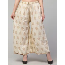 diamond ruby Women Relaxed Cream Viscose Rayon Trousers-picture-39