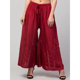 diamond ruby Women Relaxed Maroon Viscose Rayon Trousers-picture-17