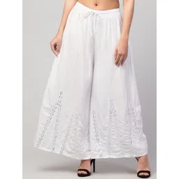 diamond ruby Women Relaxed White Viscose Rayon Trousers-picture-38