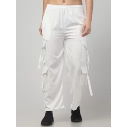 diamond ruby Women Solid White Track Pants-picture-20