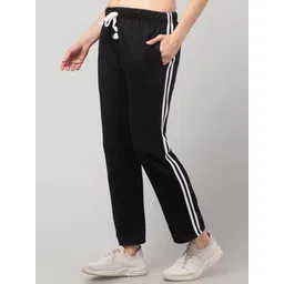 diamond ruby Women Striped Black Track Pants-picture-24