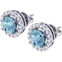 Diamtrendz Jewels BIS Hallmarked Pure Gold Rose Gold 18kt Cubic Zirconia, Aquamarine Stud Earring-picture-39
