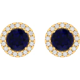 Diamtrendz Jewels BIS Hallmarked Pure Gold Yellow Gold 18kt Cubic Zirconia, Sapphire Stud Earring-picture-33