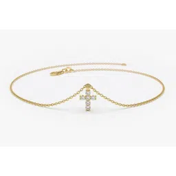Diamtrendz Jewels Tiny Cross Real Diamond Yellow Gold 14kt Diamond Bracelet-picture-11