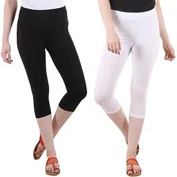 diaz Capri for Women Combo Pack of 2 Black-White-picture-17