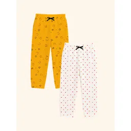 DIAZ Kids Pack Of 2 Printed Cotton Mid-Rise Lounge Pants-picture-22