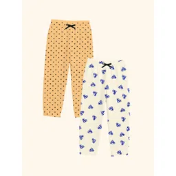 DIAZ Kids Pack Of 2 Printed Cotton Mid-Rise Lounge Pants-picture-24