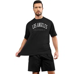 DIAZ Men Pack of 2 Typography Printed Round Neck Cotton Oversized T-shirts-picture-33