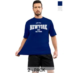 DIAZ Men Pack of 2 Typography Printed Round Neck Cotton Oversized T-shirts-picture-10