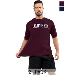 DIAZ Men Pack of 2 Typography Printed Round Neck Cotton Oversized T-shirts-picture-20