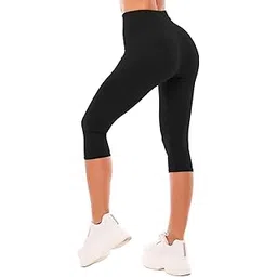 diaz Women Cotton Stretchable Capri | Slim/Regular Fit | Breathable Yoga, Gym & Lounge Wear | High-Waist Stretchable 3/4 Length Leggings with Wide Waistband – Pack of 1-picture-50
