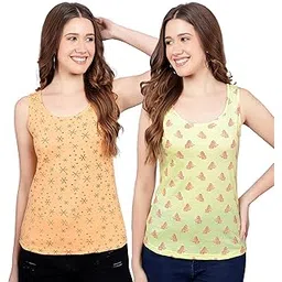 diaz Women's Super Combed Cotton Rib Fabric Slim Fit Tank Top-Pack of 2-picture-33