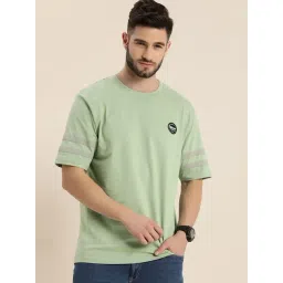 Difference Of Opinion Green Cotton Loose Fit Striped T-Shirt-picture-27