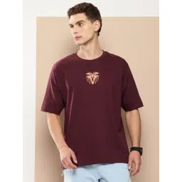 Difference Of Opinion Maroon Loose Fit Printed T-Shirt-picture-19