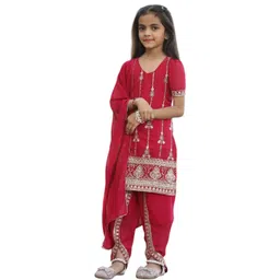 DIGILINE Girls Floral Embroidered Kurta with Pyjamas & Dupatta-picture-57