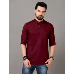 digimi Men Solid Cotton Blend Straight Kurta-picture-24