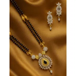 Digital Dress Room Black Brass Gold Plated Stones Mangalsutra with Pair Of Earrings-picture-21