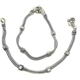 digital dress room Digital Dress Traditional Authentic Fashionable Attractive Indian Style Alloy Metal Fancy Oxidised German Silver Plated Anklet Payal/Pazeb Comes Pair For Women and Girls Gift Jewellery (Pack of 2)-picture-27