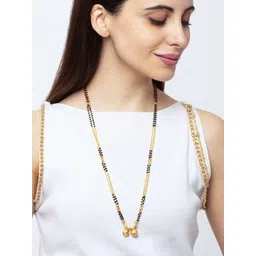 Digital Dress Room Gold-Plated & Black Beaded Mangalsutra-picture-31