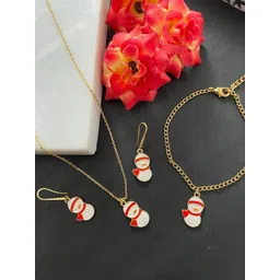 Digital Dress Room Gold-Plated Christmas Charm Enamelled Necklace & Earrings With Bracelet-picture-18