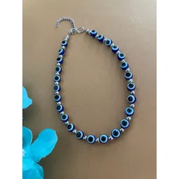 Digital Dress Room Silver-Plated Beaded Evil Eye Anklet-picture-15