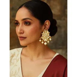 Digital Dress Room White Fresh Water Pearl Earrings Lotus Flower Design For Women-picture-10