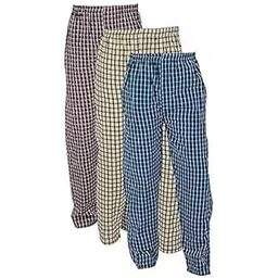 digital shopee Men's Cotton Checkered Pajama Bottoms, Multicolor Plaid Lounge Pants, Pack of 3-picture-32