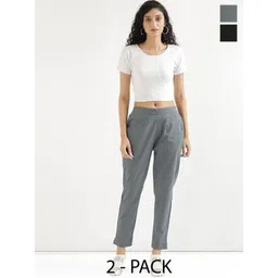 DIGITAL SHOPEE Women Pack-2 Solid Regular Fit Mid-Rise Cotton Trouser-picture-16
