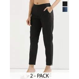 DIGITAL SHOPEE Women Pack Of 2 Solid Relaxed Fit Trousers-picture-27