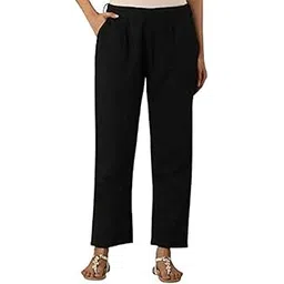 digital shopee Women Regular Fit Elastic Waist Full Length Cotton Formal Trouser for Casual Wear, Office Wear-picture-19